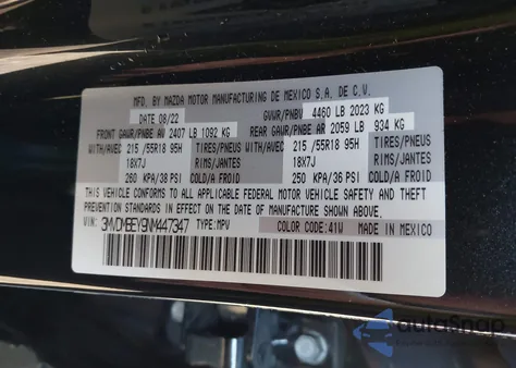 2022 Mazda Cx-30 2.5 Turbo Premium Plus from USA, damaged, VIN 3MVDMBEY9NM447347